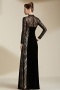 Vintage Column Black Velvet High Neck Long Evening Dress With Sleeves