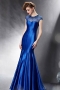 Modern Sheath Blue Scoop Sequins Evening Dress With Sleeves