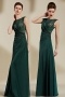 Sexy Bateau A Line Ruching Green Evening Dress With Sleeves