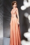Chic Taffeta A Line High Neck Flowers Evening Dress With Sleeves