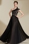 Chic Black Organza Long Scoop Natural Beading Formal Dress