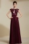 Sexy Bateau Long A Line Red Bow Evening Dress with Sleeves