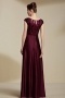 Sexy Bateau Long A Line Red Bow Evening Dress with Sleeves