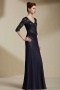 Classic Chiffon V Neck  Sleeved Long Sequins School Formal Dress