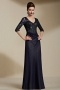 Classic Chiffon V Neck  Sleeved Long Sequins School Formal Dress