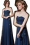 Modern Tulle Blue Strapless One Shoulder Flowers Prom Dress