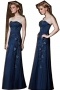 Modern Tulle Blue Strapless One Shoulder Flowers Prom Dress