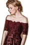 Chic Lace Red Off Shoulder Flowers Evening Dress With Short Sleeves