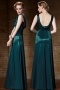 Gorgeous Satin Green Scoop Long A Line Beading Prom Dress