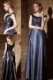 Elegant Bateau Satin Blue Long Sequins Prom Dress Adelaide