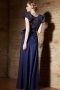 Vintage Satin Blue Jewel A Line Long Embroidery Evening Dress With Sleeves