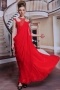 Red tone sleeveless long chiffon formal evening bridesmaid dress