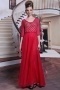 Beautiful Red Beadings 3 4 Sleeves Long Formal Dress