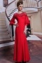 Vintage red zipper long formal evening dress with special sleeves