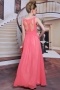 A line backless beading pink long formal evening dress