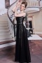 Modern One Shoulder Beadings Black Chiffon Long Formal Dress