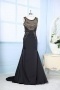 Gorgeous Scoop Color Block Beading Silk Like Satin Black Long Formal Dress