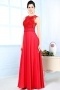 Elegant Scoop Lace Beading Red Chiffon Long School Formal Dress