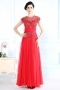 Chic Red Chiffon Scoop A Line Sequins Evening Dress With Sleeves