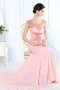 Gorgeous Scoop Beading Appliques Chiffon Pink Long Prom Dress
