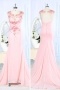 Gorgeous Scoop Beading Appliques Chiffon Pink Long Prom Dress