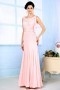 Modern Sheath Pink Chiffon Flowers Long Evening Dress