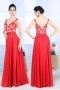 Sexy Red V Neck Long A Line Embroidery Formal Dress