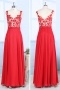 Sexy Red V Neck Long A Line Embroidery Formal Dress
