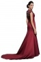 Modern Sheath V Neck Satin Court Train Red Embroidery Prom Dress