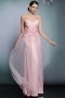 Chic Pink Tulle Scoop A Line Flowers Long Prom Dress
