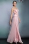Chic Pink Tulle Scoop A Line Flowers Long Prom Dress