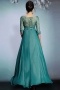 Vintage Chiffon Green Bateau A Line Long Ruching Prom Dress
