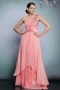 Gorgeous Pink Chiffon Bateau A Line Flowers Evening Dress