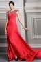 Elegant Red A Line Jewel Court Train Sequins Evening Dress