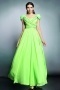 Sexy V Neck A Line Chiffon Green Prom Dress With Cap Sleeves
