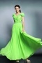 Sexy V Neck A Line Chiffon Green Prom Dress With Cap Sleeves