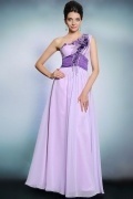 2015 Chic One Shoulder Purple A Line Long Ruching Evening Dress