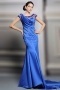 2015 New Sheath Blue Satin Scoop Court Train Formal Dress With Sleeves