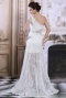 2015 Chic One Shoulder White Lace Sweep Train Formal Dress With Sleeves
