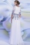Chic White Chiffon A Line Long Scoop Formal Dress With Sleeves