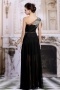 Cap sleeves A Line One Shoulder Black Chiffon Evening Dress With Sequins
