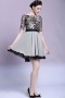 Vintage Embroidery sleeved Chiffon Short Formal Dress