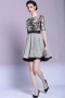 Vintage Embroidery sleeved Chiffon Short Formal Dress