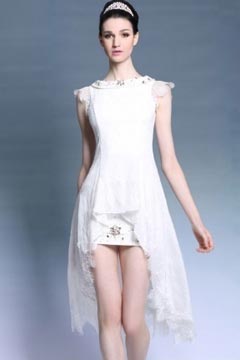 Beautiful White Sweet Heart Beadings Lace Short Prom Dress