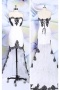Modern High Low Sweetheart Lace Court Train White Evening Dress