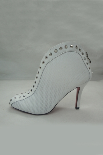 Stylish White Rivets Ankle Boots