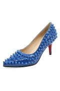 Stylish Blue Point Toe Rivet High heels