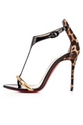 Leopard Sleek T Strap Sandals