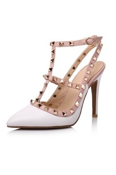 White Ankle Strap Studs Sandals