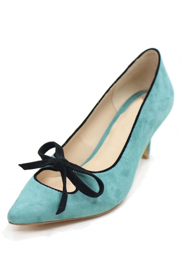 Light Blue Suede Bow High heels